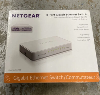 NETGEAR 8-Port Gigabit Ethernet Switch GS208 cat5 cat6 cat7 wifi. Brand New - Image 1 of 3