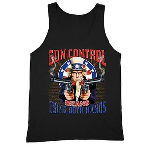 2nd Amendment Gun Control Tanktop Uncle Sam 4th of July Clothing USA Flag Tank - Picture 1 of 1