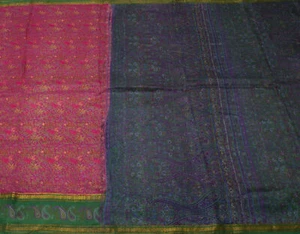 Sushila Vintage Pink Scrap Saree 100% Pure Silk Printed Floral Sari Fabric - Picture 1 of 11