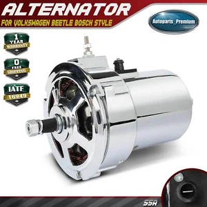 Chrome Alternator for Volkswagen Beetle Bosch Style 1975 1976 1977-1979 12V 55A - Picture 1 of 10