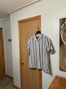 Sonoma XXL Multi-Color w/Stripes Linen Blend Short Sleeve Button-Front Shirt - Picture 1 of 5