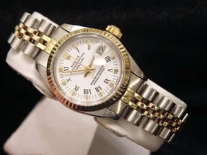 Rolex Datejust 69173 Ladies 18K Yellow Gold Stainless Steel Watch White Roman - Picture 1 of 4