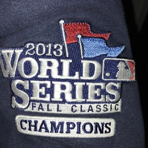 BOSTON RED SOX 2013 Hoodie Sweatshirt LARGE WORLD SERIES CHAMPS Patch MAJESTIC - Picture 1 of 5