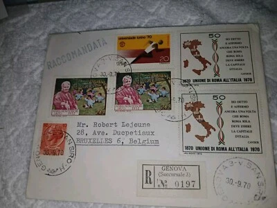 ITALY-(-1970-)-REGISTERED-AIR MAIL COVER-GENOVA TO BRUXELLES,BELGIUM - Image 1 of 2