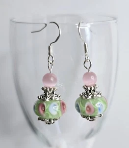 Lampwork Murano Glas Ohrringe, Handarbeit Ohrhänger Haken - Bild 1 von 4