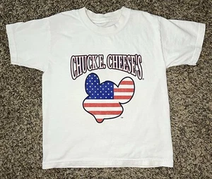 Vtg Chuck E. Cheese’s American Flag Logo Dennis Foland Inc Youth SM? 15.5” X 19” - Picture 1 of 6