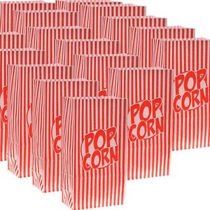 24 x 10" TALL Popcorn Holders RETRO CINEMA STYLE Red White Striped Paper Bags