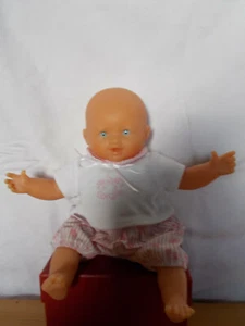 Vintage Poupée COROLLE  Bébé chauve yeux bleus1995 28cm bloomer tee shirt rose - Picture 1 of 5
