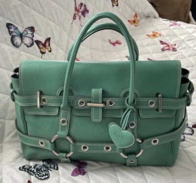Bolso de mano de cuero verde azulado LUELLA Giselle - COMO NUEVO Foto 1 de 4