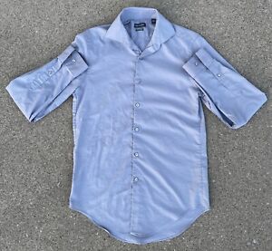 Van Heusen Men's Slim Fit Stretch Button Down Dress Shirt Gray 14-14.5 32/33 S