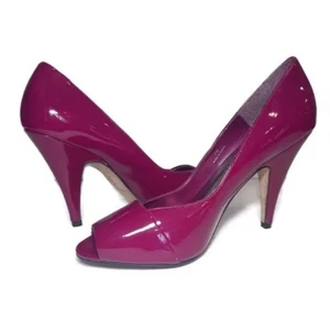ALDO Patent Leather Open Toe Heels Womens Euro Size 38 US 8 Purple Shiny Pumps - Picture 1 of 14