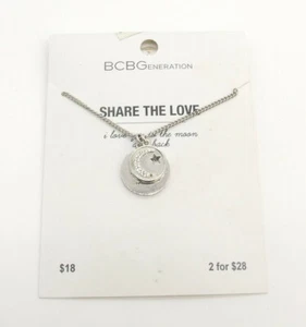 NWT 16" BCBGeneration Share the Love Pendant Chain Necklace To The Moon BCBG - Picture 1 of 3