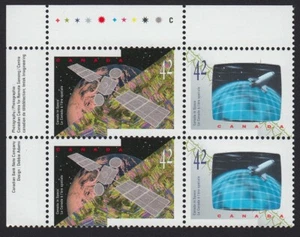 ESPACIO * SELLOS HOLOGRAMAS * Canadá 1992 #1442a MNH UL ESQUINA, 2 PARES - Imagen 1 de 1