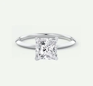 IGI G/VS 3 Ct Princess Cut Lab Created Grown Diamond Solid 14K White Gold Ring - Picture 1 of 1