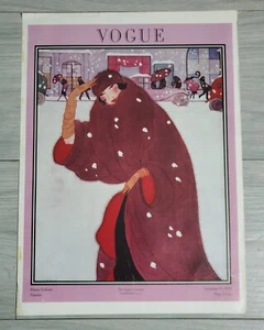 VTG VOGUE MAGAZINE COVER FASHION PRINT POSTER LADY IN RED COAT WINTER FASHION - Bild 1 von 10