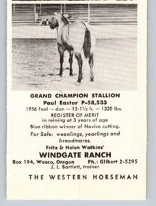 1960 Print Ad Windgate Ranch Wasco OR Grand Champion Stallion Paul Easter P-58 - Picture 1 of 1