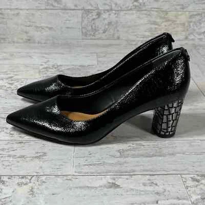 J. Renee Vaneeta Pump Heels Womens Size 6.5M Black Patent Faux Leather Slip On - Image 1 of 4