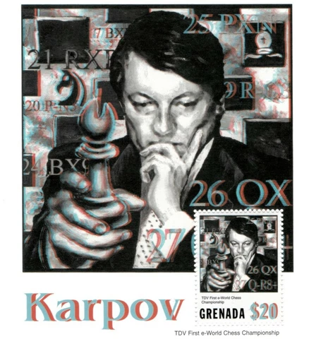 Grenada - Chess Masters - Anatoly Karpov - 3D Souvenir Sheet - MNH Cover