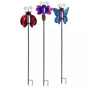 Wind Spinners, 50"H Wind Spinner Stake, 3 Asst, Ladybug, Butterfly,Dragonfly - Imagen 1 de 3
