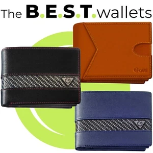 Carbon Fiber Genuine Leather Men Wallet Bifold, RFID Card holder 2 ID WIndows - Picture 1 of 23