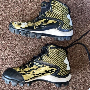 Under Armour UA Boys Gold Camo High Tops Deception Baseball Cleats Size 4Y #e8 - Picture 1 of 10