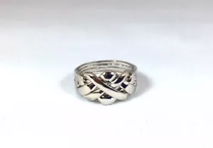 puzzle ring sterling silver four piece size 3 to 12. - Picture 1 of 4