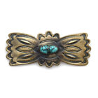 Harry Morgan - Navajo Turquoise and Stamped Silver Pin, 1.25" x 3"