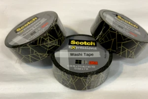 Lot of 3 Scotch Expressions Washi Tape Rolls Halloween spider webs black back - Picture 1 of 6