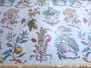 Vintage Cyrus Clark Eden Latin Botanical Cotton Chintz Fabric - Picture 1 of 10