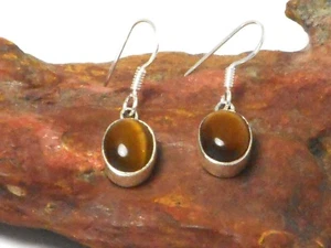 Pendientes de piedras preciosas de plata esterlina 925 OJO DE TIGRE - en caja de regalo - Imagen 1 de 4