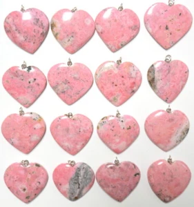 GJ69 GJA  HERZ EDELSTEIN ANHÄNGER RHODONIT ROSA .EDELSTAHL +*TOP* +KETTE / LEDER - Bild 1 von 21