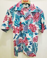 Hilo Hattie Hawaiian Shirt Adult M Vibrant Red Turquoise Floral Men's USA Hawaii