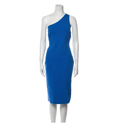 ALC Colby One Shoulder Midi Dress Womens Medium Blue Sheath Stretch Sleeveless - Imagem 1 de 4