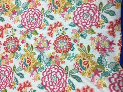 Kravet Fabric 3 Yard Remnant Panna-740 Cotton Colorful Floral Print Faux Linen - Image 1 of 4