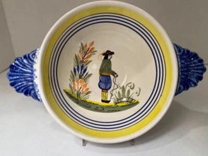 Tazón de verduras vintage Quimper Henriot Breton para hombre con patas de arrastre - Imagen 1 de 8