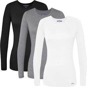 Scrubs for Women - Long Sleeve Comfort Underscrub Tee 3-Pack - Picture 1 of 7