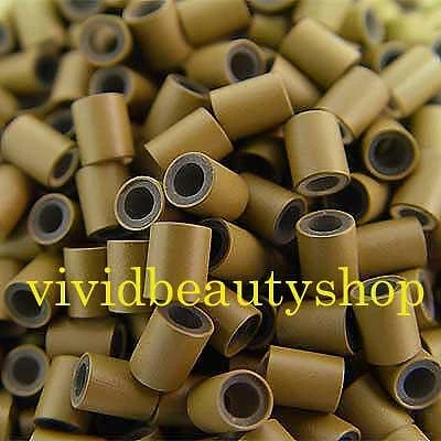 500 4mm Light Brown Copper Silicone Tube Micro Ring for I Bonded Hair Extensions - Image 1 of 1