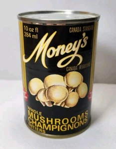 MONEY'S MUSHROOMS CANADA TIN CAN COIN PIGGY BANK ADVERTISING VINTAGE LIKE-NEW B1 - Bild 1 von 13