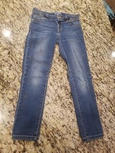 Cat & Jack Girls Blue Jeans 7 - Adjustable Waist - Stars - Picture 1 of 5