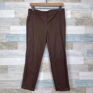 Cynthia Rowley Ankle Crop Trouser Pants Brown Mid Rise Cuffed Casual Womens 4 - Picture 1 of 7