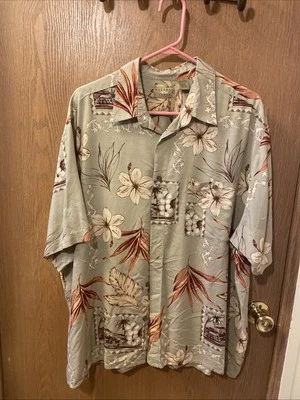 Hawaii Style Shirt Natural Issue Green 100%Rayon Wash/press Chk Pics For Measure - Image 1 of 4