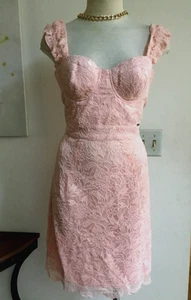 GUESS Laced Short Dress Padded Bra Sleeveless Line- A Lined Wide Straps Coral S - Picture 1 of 9