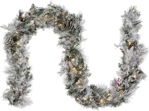 National Tree Pre-Lit Artificial Christmas Garland, Green, Crestwood Spruce 9 FT - Picture 1 of 5