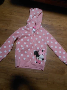 Disney junior Minnie pink kids sweatshirt, hooded, zip,size 5 - Picture 1 of 3