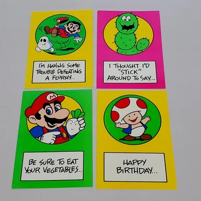 Lot Rare Vintage 1989 Mario Brothers Greeting Card Nintendo Birthday Get Well - Image 1 of 4