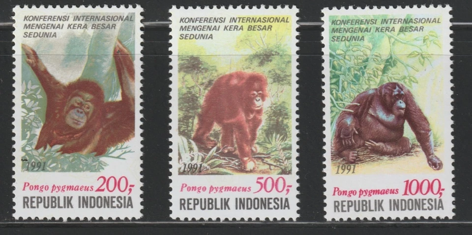 印度尼西亚 1991 Sc # 1479-81 动物全新无标签 OG — 第 1/1 张图片