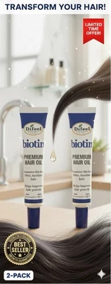 Difeel Biotin Premium Hair Oil Thicker Fuller Healthier Hair Growth (2-Pack) NEW - Image 1 of 4