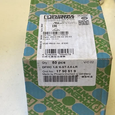 Câble de boîtier femelle Phoenix Contact Dfmc No. ou Total 10 Grid Dimension: - Photo 1/4