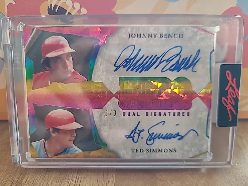 2025 Leaf Spectacular HeroGraphics2 Johnny Bench Ted Simmons Dual Auto 3/3 - Imagem 1 de 4