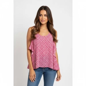 ¡¡NUEVO CON ETIQUETAS!! Camiseta sin mangas estampada de seda THAKOON Addition rosa geranio blanco talla 2 - Imagen 1 de 14